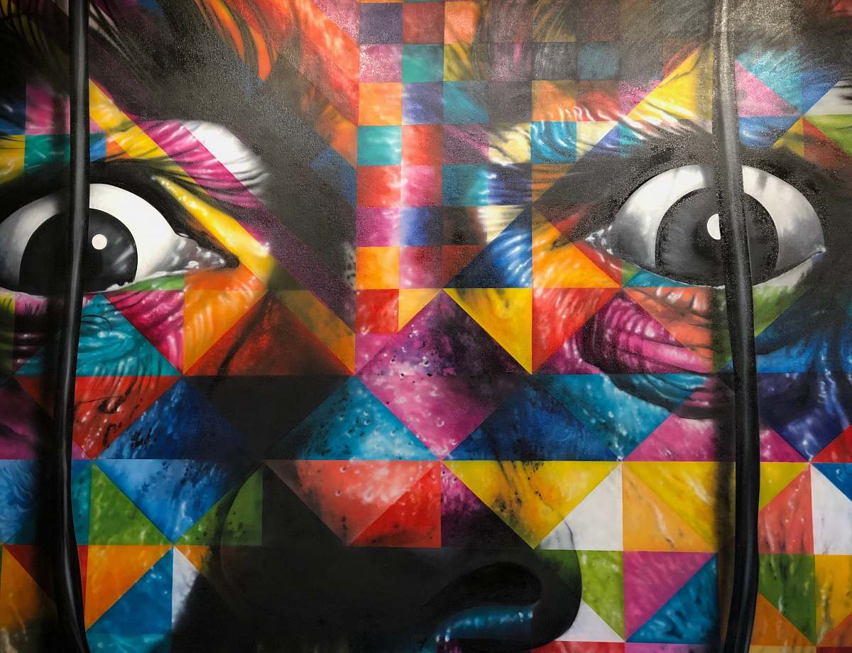 modern art multicolored human face painting painting